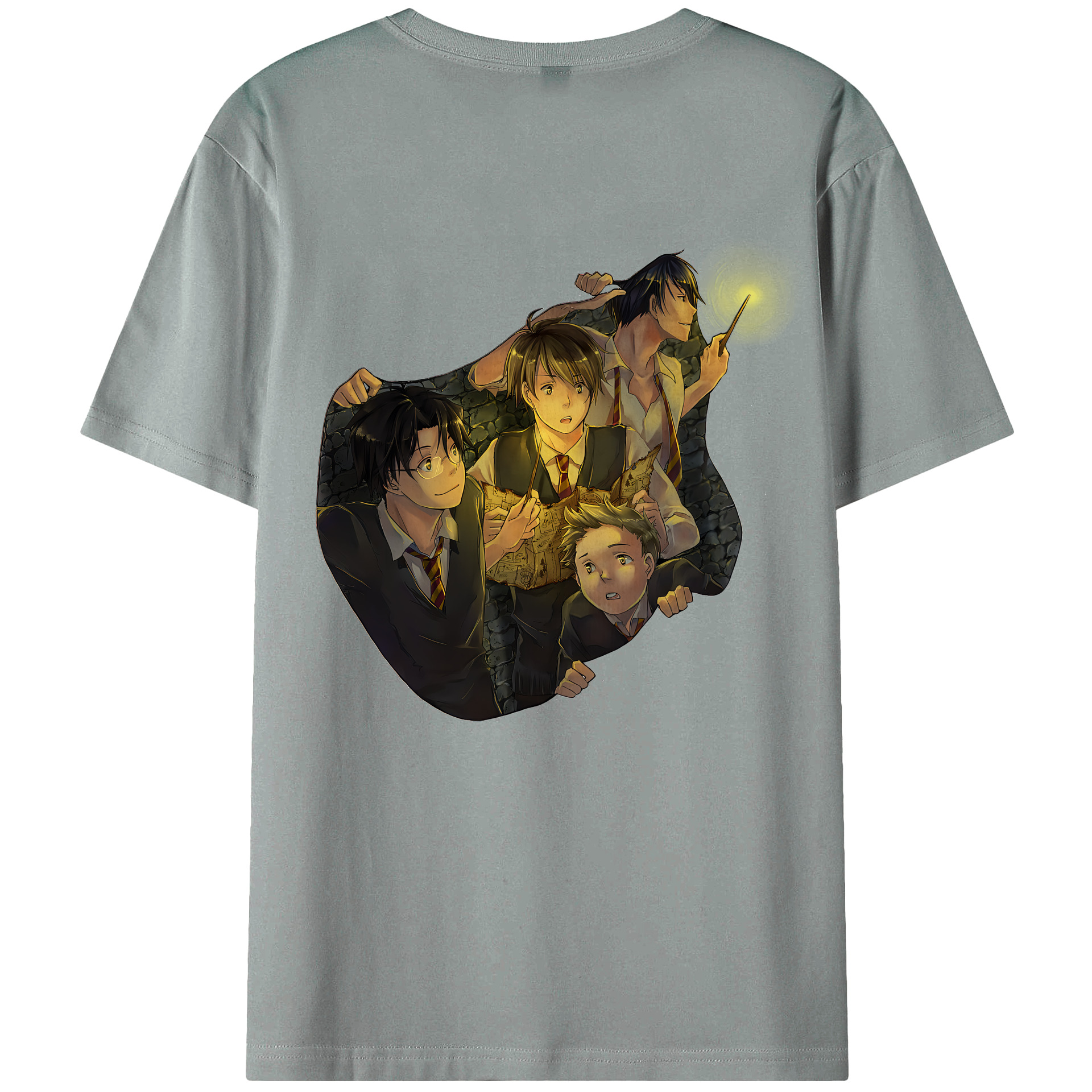 （画像用） Harry Potter ハリー・ポッターシリーズ 綿100％ メンズ半袖Tシャツ（バックプリント） 通気性